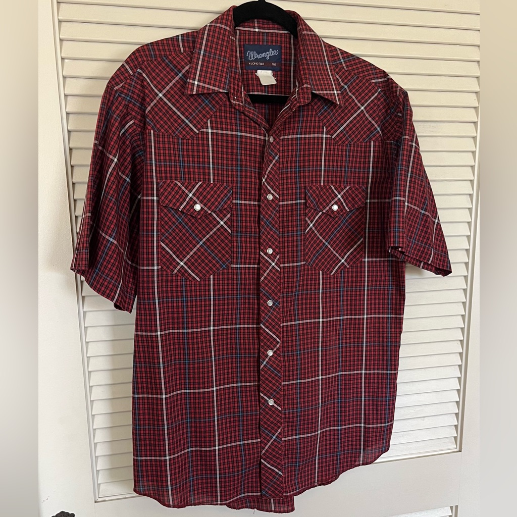 Men’s Vintage Wrangler Short Sleeve Pearl Button Snap Front Shirt